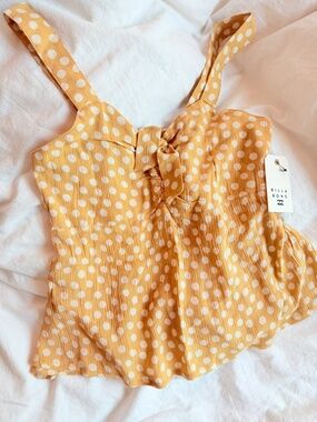Billabong Girls Polka Dot Yellow Mustard Summer Lollipop Top
